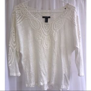 Forever 21 White Patterned Long Sleeve Shirt